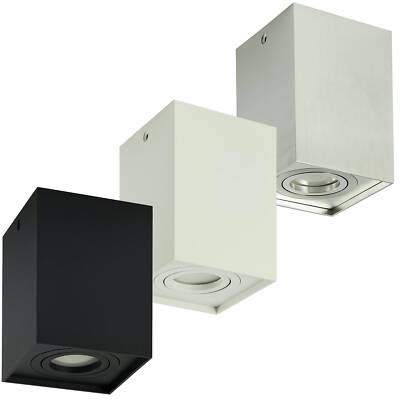 Aufbaurahmen für Aufbauleuchte GU10 Alu Edelstahl eckig schwenkbar 96x96x125mm