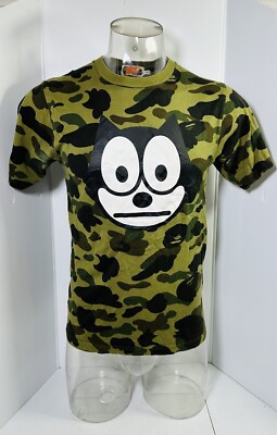 A BATHING APE BAPE FELIX ラグラン　tシャツ Camo BAPE Camouflage A Bathing Rare Felix The Cat Baby Milo T-Shirt