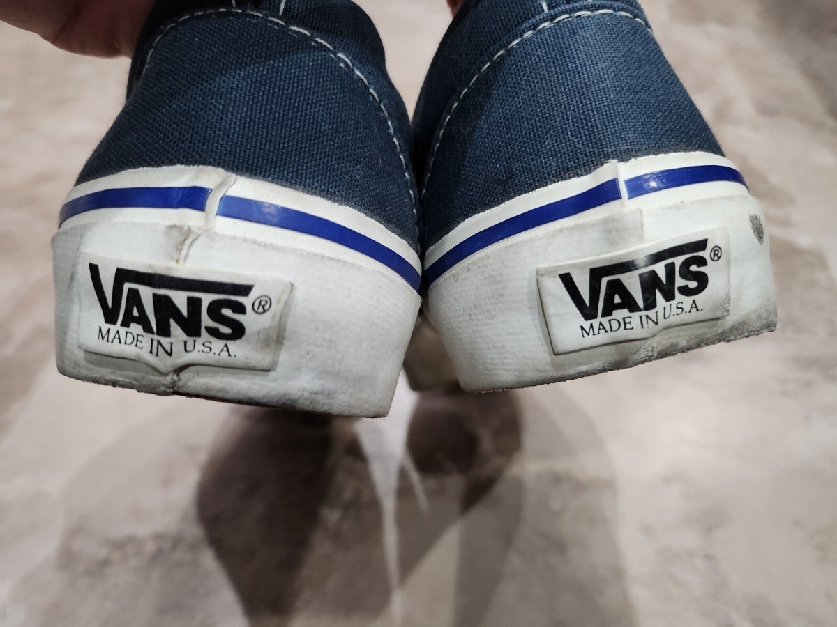 VINTAGE VANS SLIP ON SNEAKERS SHOES MEN SZ 7.5 MADE IN USA | eBay