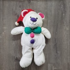 Vintage 90s 1993 Dakin Christmas Teddy Bear Santa Hat Polyester Parachute