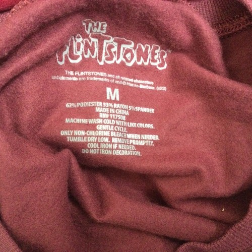 Womens M Medium Fred Pebbles Bam Bam Flintstones Graphic Sweatshirt Burgundy - Bild 4 von 4