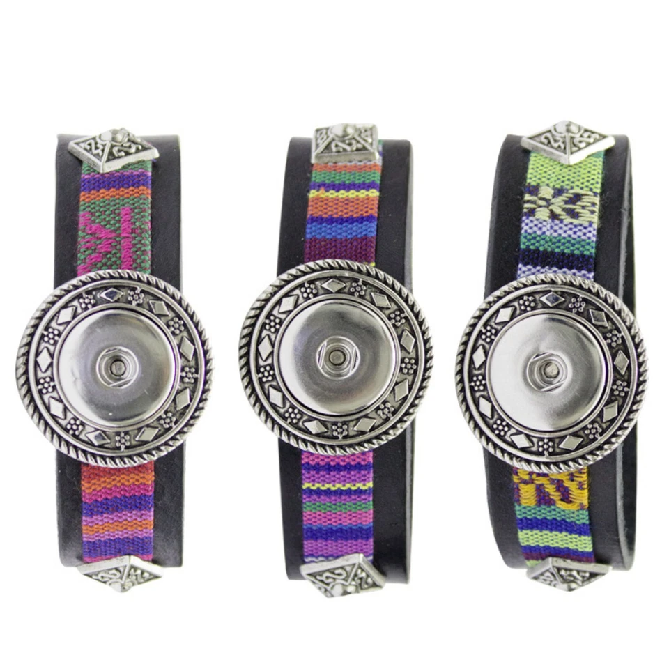 3er Set Pu Armbänder Das Armband bietet Platz für 1 Click Button Chunk Nugget - Bild 4 von 4