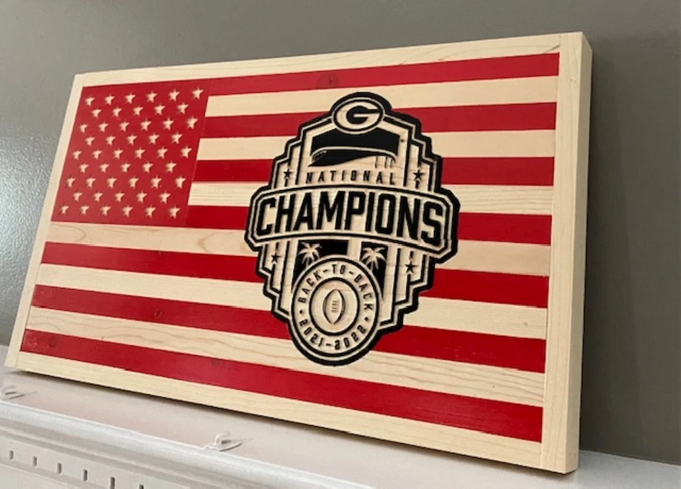 Bulldogs Back to Back Wood Sign-National Champions Flag-Wooden Flag-Bulldog - Image 3 of 3