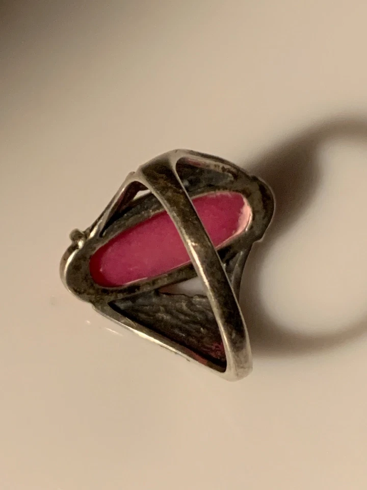 Kabana Sterling Silver 925 Pink Rhodonite Gemstone Marquise shaped Ring Size 8 - Image 4 of 4