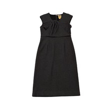 Tory Burch Women’s Wool Sheath Dress Dark Gray XS Front Fold Detail Sleeveless