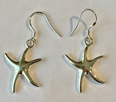 SCHÖNES PAAR STERLINGSILBER SEESTERN OHRRINGE !! 925 DRAHT BAUMELT #53