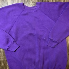 Vintage Blank Raglan Sweatshirt Size Medium Purple Pullover Sweater 80s 90s