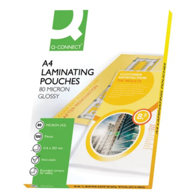 500 x Q-Connect KF04114 A4 80 Mikron Laminierbeutel 5 x Packungen à 100 - Neu