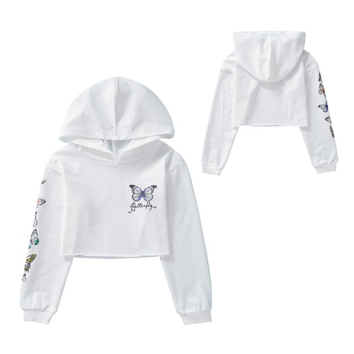 New Kids Girls Crop Top Hoodie Long Sleeves Sweatshirt Tracksuit Outfits Suit - Picture 13 of 24