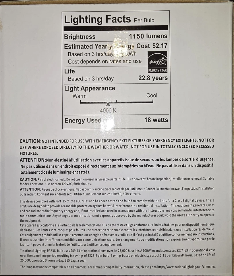 National Lighting LED PAR38 18W (LEDL-18PAR38-4000K) Track, Recessed, & Retrofit - Image 3 of 4