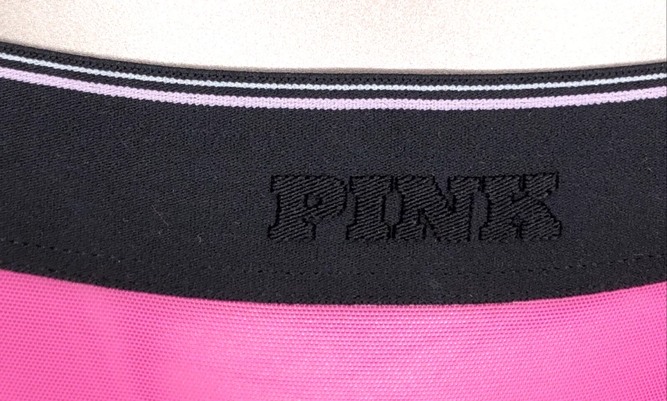 Victoria's Secret ROSA NUEVO CON ETIQUETAS Mediano Rosa Hiphugger Panty Logo Malla Transparente Sexy Foto 2 de 4