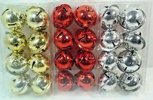 New 9 counts Christmas Jingle Bells Ornaments Decorative Metal Green Gold Red