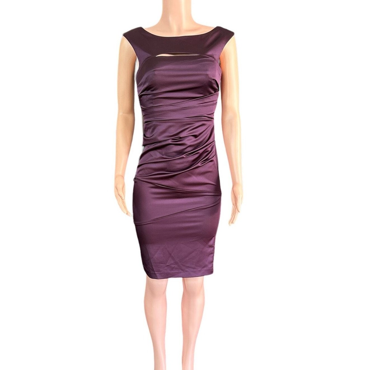 David's Bridal Eggplant Purple Fitted Knee-Length Dress Size 4 Style F15708  | eBay