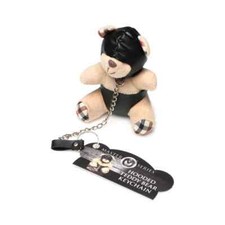 Hooded Leather Bondage BDSM Teddy Bear Kinky Plush Key Chain - Gag Gift Novelty