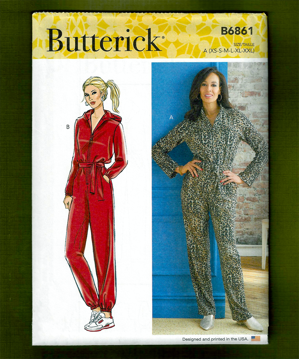 Misses Zip Front Jumpsuit Sewing Pattern w Belt (Sizes XS-XXL