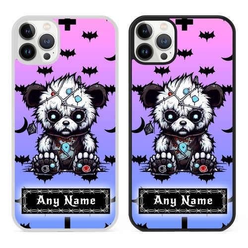 Pastel Emo Bear Personalised Name Phone Case Cover for iPhone Punk Goth Teddy - Picture 1 of 7