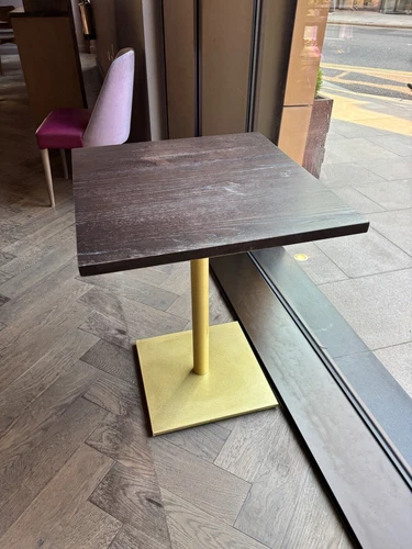Restaurant Cafe Bistro Dining Tables Wood Top Metal Base 65x60cm
