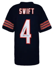 D'Andre Swift Signed Navy Custom Football Jersey w/Bear Down - (SCHWARTZ COA)