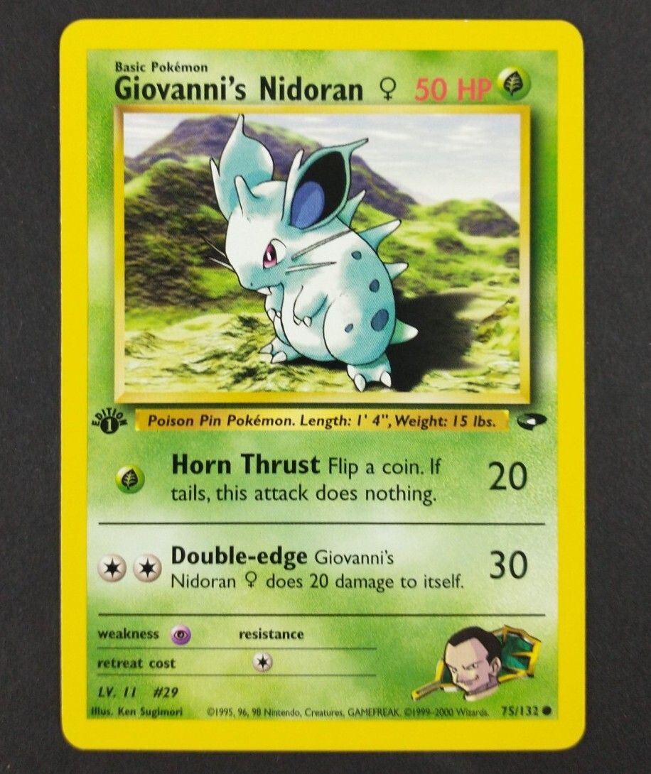 Pokemon Gym Challenge 1st Edition Giovanni's Nidoran 75/132 Near Mint NM