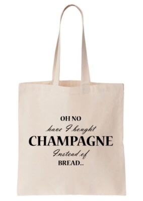 Lustige Shopper Tragetasche - 'Oh habe ich Champagner statt Brot gekauft...' (T662-B)