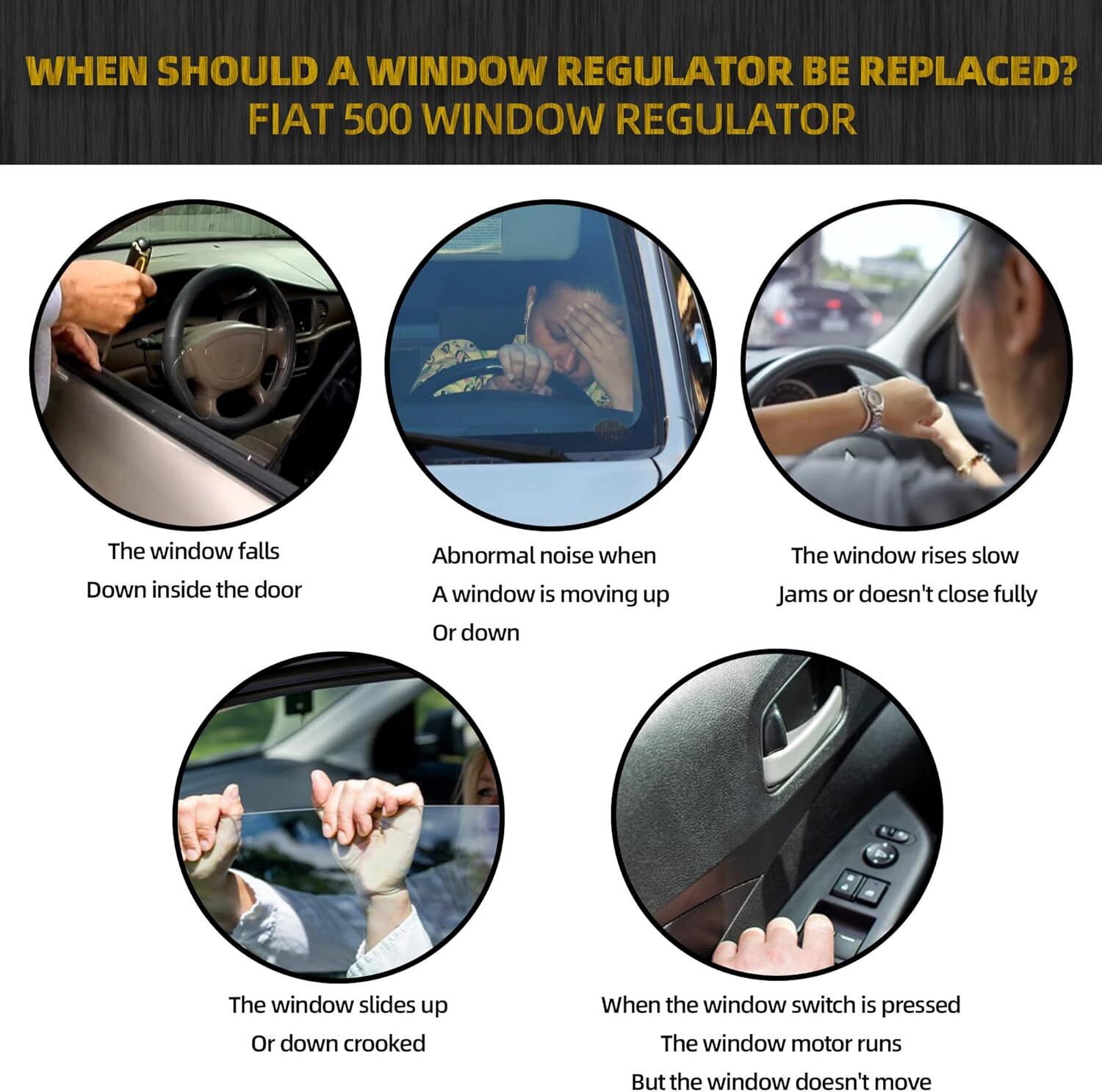 Front Right Passenger Side Window Regulator w/Motor for Fiat 500 2012-2019 2Door thumbnail 11