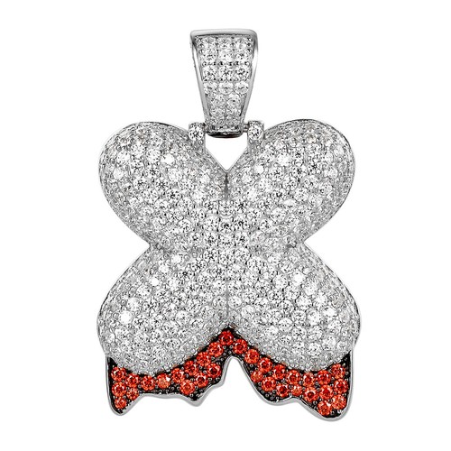 Blood Drip Bubble Letter X Pendant 925 