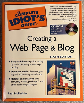 Complete Idiot's Guide to Creating a Web Page and Blog Paul McFedries Like-New