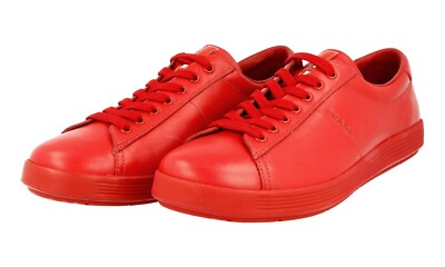 PRADA Leather Linea Rossa Downtown Sneaker - 4E2860 - Red - NEW - 10 44