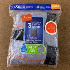 Hanes Boys Size Medium 10-12 Heather Blue 3 Pack Imperfect Boxer Briefs NWT