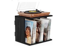 Emfogo Vinyl Record Storage Stand 3-Compartment Holder Black 80-100 Albums