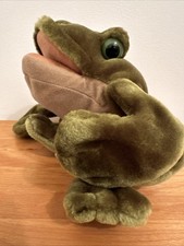 Folkmanis Toad Frog Hand Puppet Plush Dark Green Pretend Play Folktails Furry