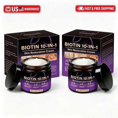 2Pcs Biotin 10-in-1 Skin Restoration Cream, Professional Skin Treatment Cream fo
