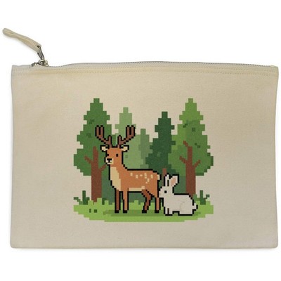 Canvas-Clutch 'Pixel Hirsch und Kaninchen im Wald' (CL00050885)