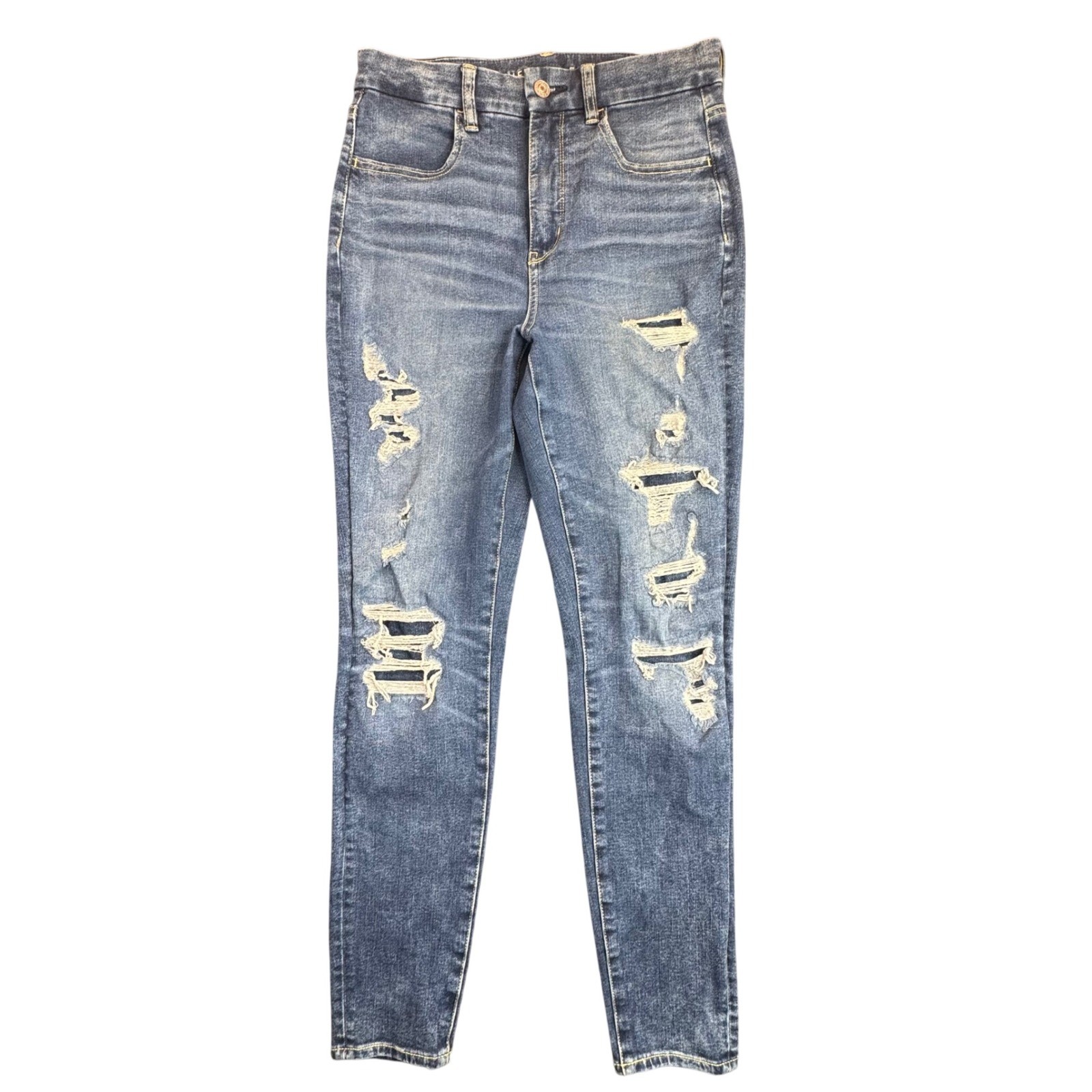 American Eagle Jegging Women 6 Blue Curvy Super Hi-Rise Distressed Dream Jean