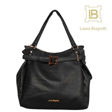 Borsa Donna Shopping Bag A Spalla Laura Biagiotti Ecopelle Nera Con Tracolla
