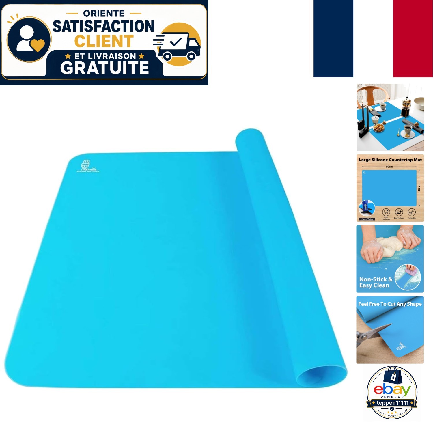 Tapis de cuisson en silicone de 60x40 cm indispensable pour vos ateliers pâtisserie en famille