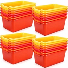 32 Pcs Plastic Book Bins for Classroom Library Cubby Bins Scoop Front Stackab...