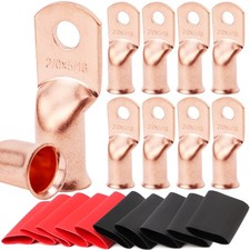 2/0 AWG Battery Lugs Ring Terminals Heavy Duty Cable Ends Heat Shrink Set 10PCS
