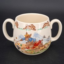 Royal Doulton Bunnykins Fine Bone China 2 Handle Baby Cup Bunnies Windy Day