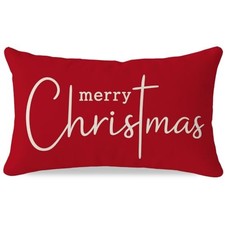 Christmas Pillow Covers 12x20 Inch Lumbar 20" x 12" Pack of 1 Crimson Red