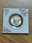 1941 D Mercury Silver Dime Gem BU Uncirculated MS+ FB Full Bands Coin (Raw14214)