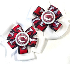 Beautiful Arkansas Razorbacks Set of Pigtail hair bows for girls.