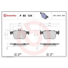 Brembo Bremsbelagsatz Bremsklötze hinten 3Q0698451B 3Q0698451K 22468734