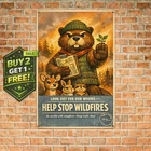 Smokey The Bear Poster Reproduction Tin Sign 8x12 Vintage National Park Art