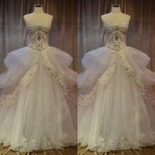 Luxury Wedding Dresses Sweetheart Crystal Beading A Line Ruched Bridal Gowns
