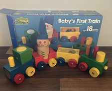 VINTAGE Baby's First Train COMPLETE T.C. Timber 9pc Wooden Kids Blocks Train box