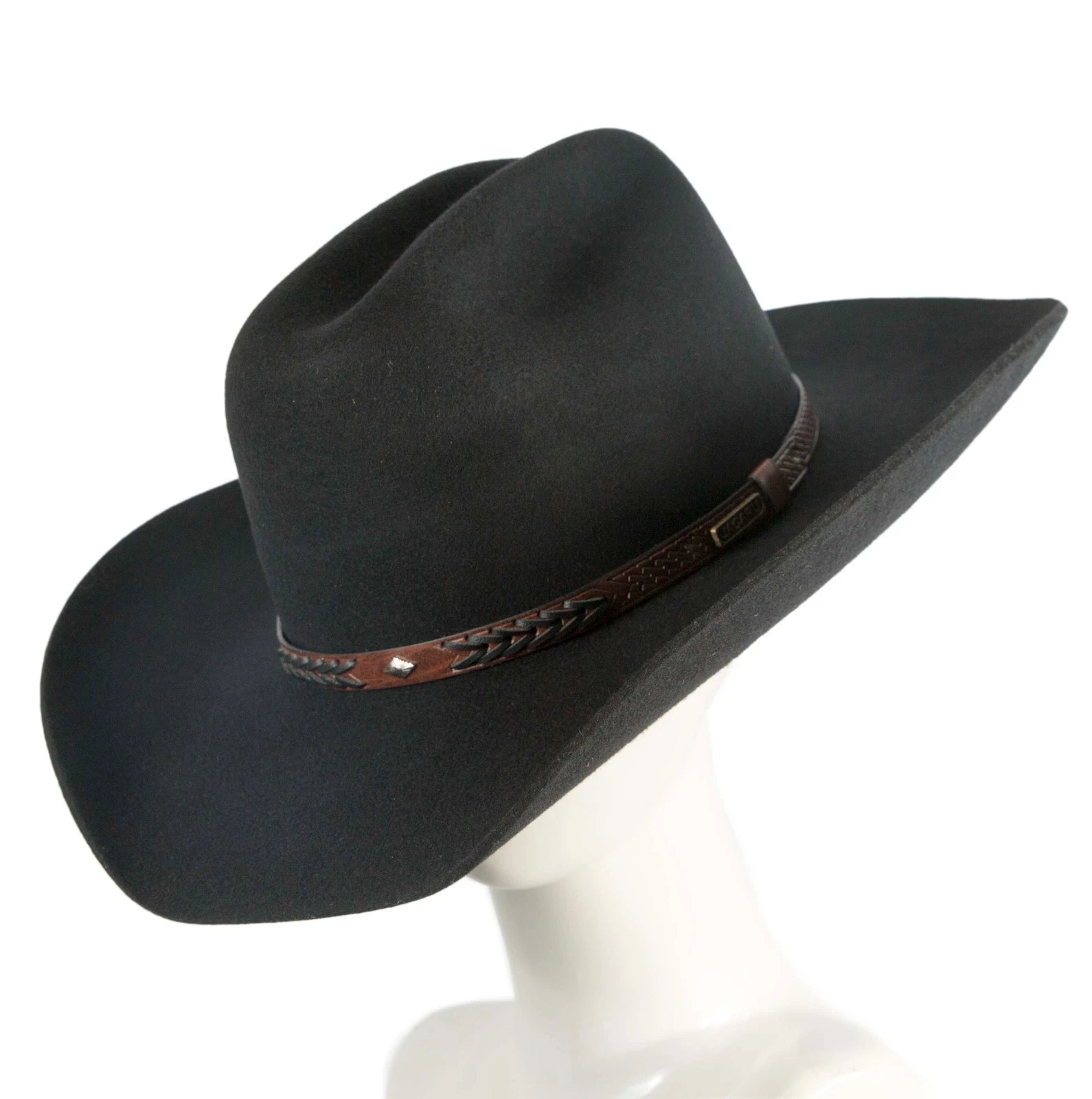 Black Australian Felt Wide Brim Cowboy hat -- Hats From OZ -- 100% Aussie Seller