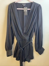 NWT City Chic Opulent Hi Lo Black Top Size S / 16