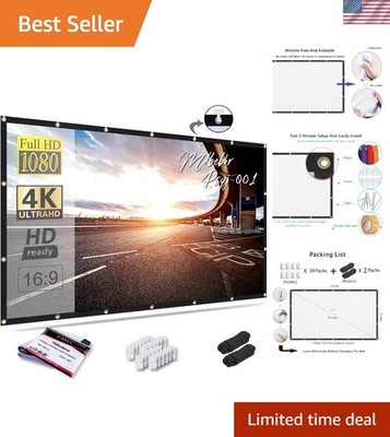 Double-Sided 150-Inch Portable Projection Screen - Movie & Presentation Ready