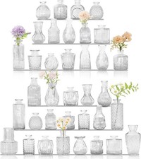 36Pcs Bud Vases Set Small Vintage Glass Bottles Clear Bud Vases in Bulk Multiple